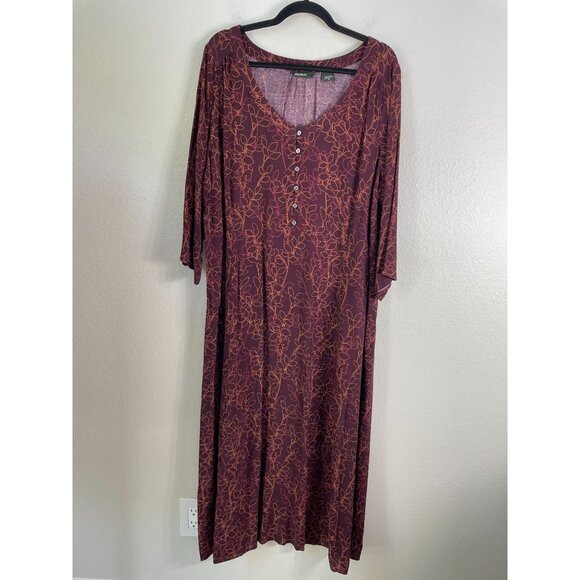 Eddie Bauer Womens Plus 3X Floral Rayon Maxi Dress Long Sleeve Button Detail - Picture 1 of 8